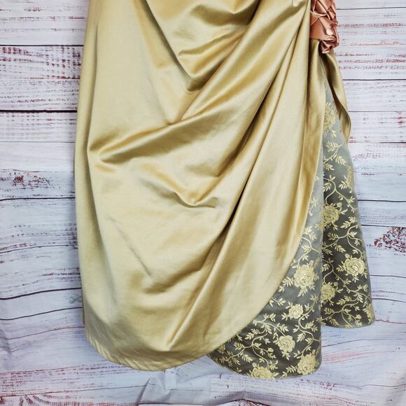 Jessica Mcclintock Formal Gold Ball Gown Sz 10 Tulle Layered Princess Maxi Dress - Picture 5 of 16